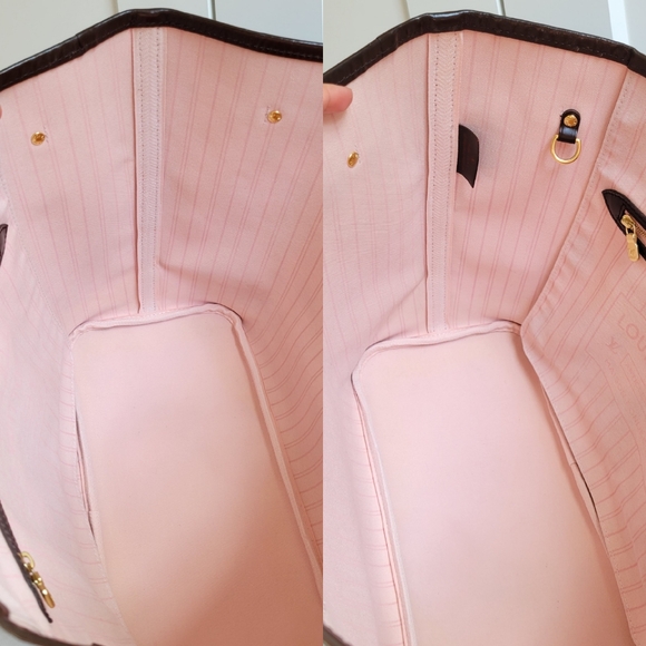💕Louis Vuitton Neverfull MM Damier Ebene "ROSE Ballerine Interior" Tote Bag - Picture 10 of 16